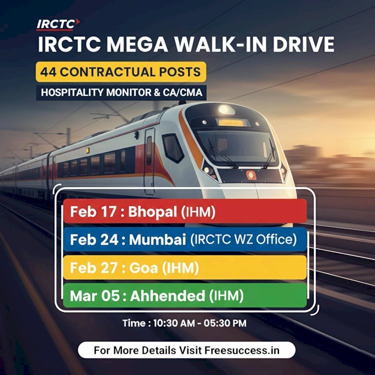 ​[Feb 17 - Mar 05] IRCTC West Zone Walk-in Interview for 44 Posts – Direct Selection