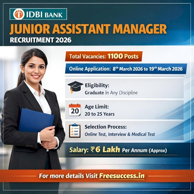 [19 March] IDBI Bank Junior Assistant Manager (JAM) 2026 (1100 Posts)