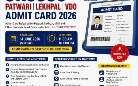 UKSSSC Patwari/Lekhpal/VDO Admit Card 2026 - Steps to Download Hall Ticket for 14 June Exam