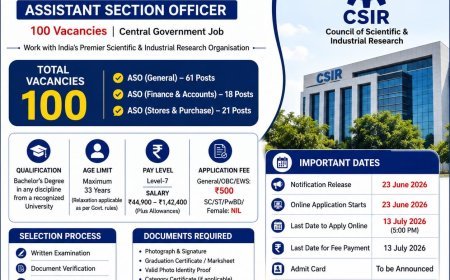 CSIR ASO Recruitment 2026 : 100 Assistant Section Officer Posts