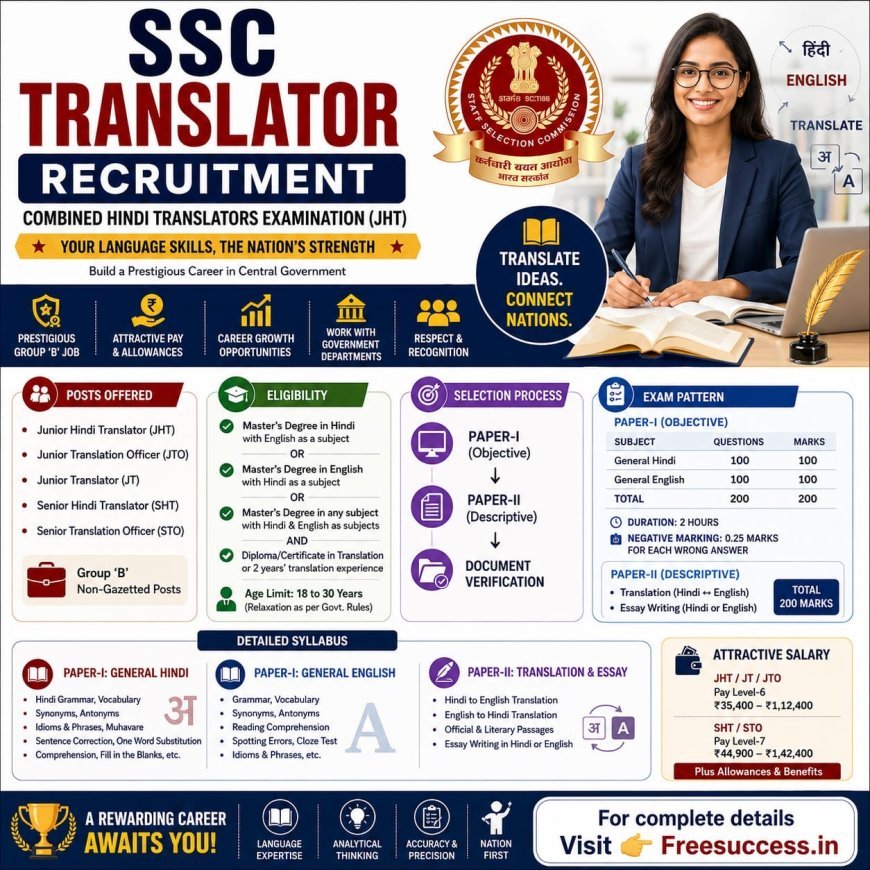 SSC Translator 2026: Complete Guide to SSC JHT Application Process, Syllabus, Salary and Preparation tips