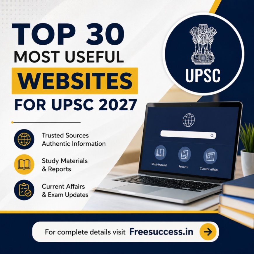 Top 30 Most Useful Websites for UPSC 2027 Preparation | Best Free Resources for Prelims, Mains & Interview