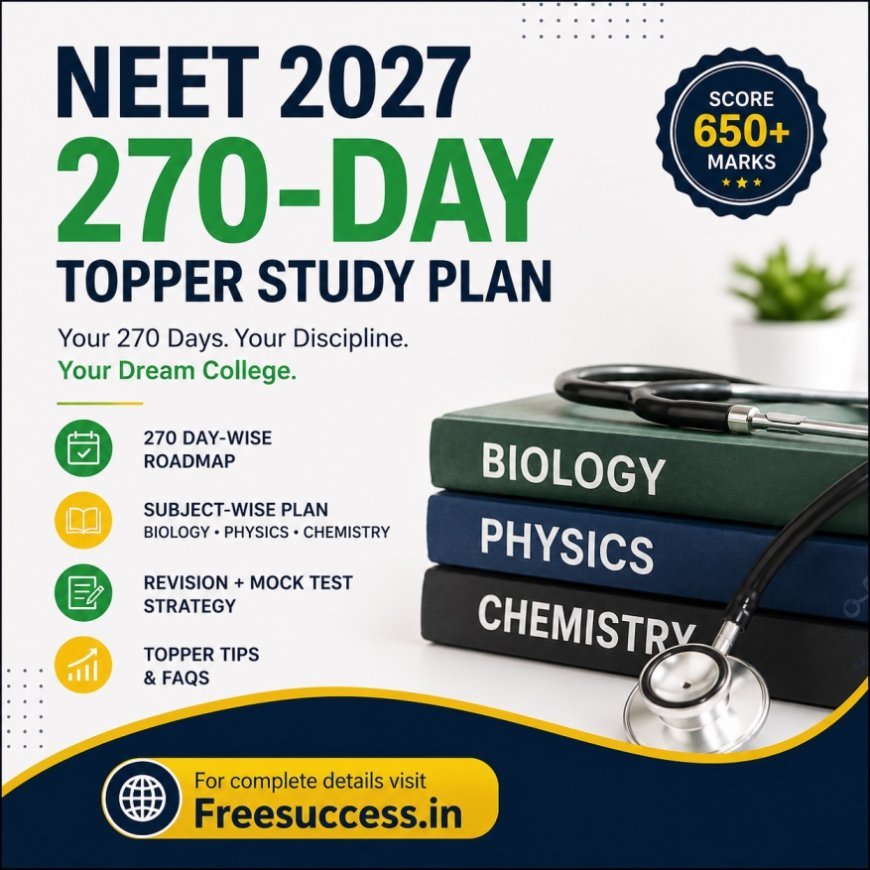 NEET 2027 270-Day Study Plan | Day Wise Topper Roadmap, Timetable, Tips, Books & Preparation Strategy