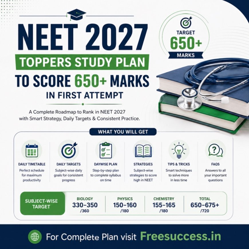 NEET 2027 Toppers Study Plan to Score 650+ Marks in First Attempt | Timetable, Daily & Daywise Plan
