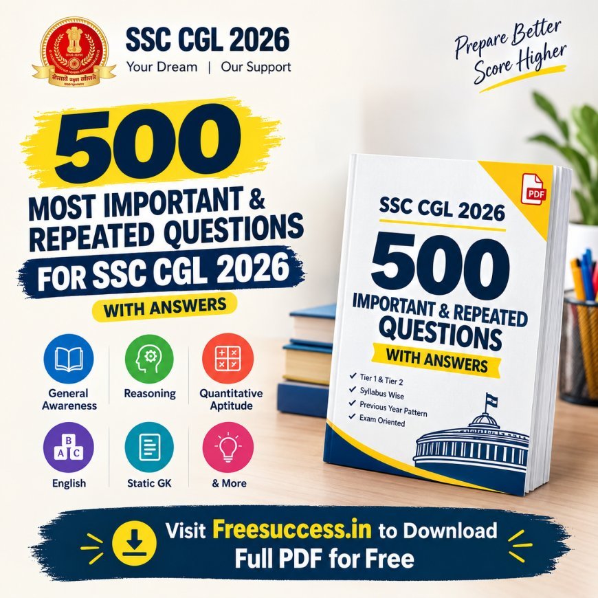 500 Most Important & Repeated Questions for SSC CGL 2026 PDF Free Download